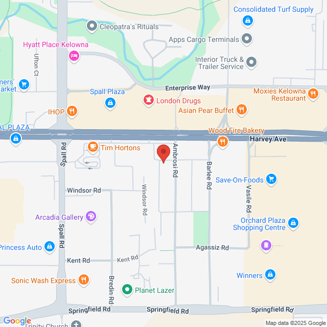Map showing Enhanced Healing Massage Therapy location on Ambrosi Rd, Kelowna